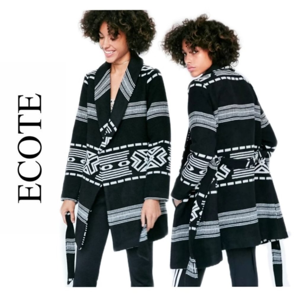UO Ecote Pattern Wrap Coat/Jacket